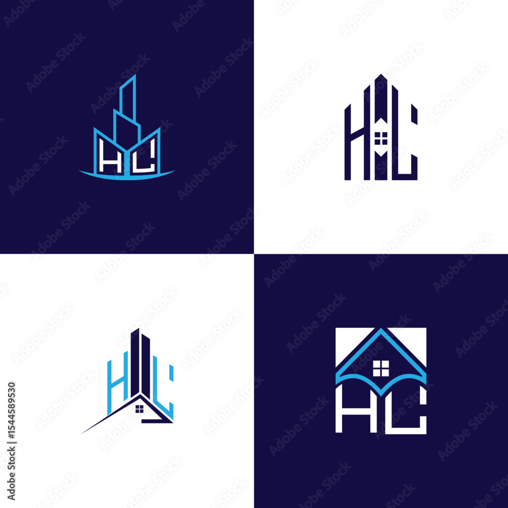 Fototapeta premium HL Real Estate Lettermark Logo Design Set – Modern Architecture and Building Concepts