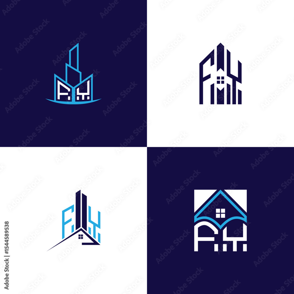 Fototapeta premium FY Real Estate Lettermark Logo Design Set – Modern Architecture and Building Concepts