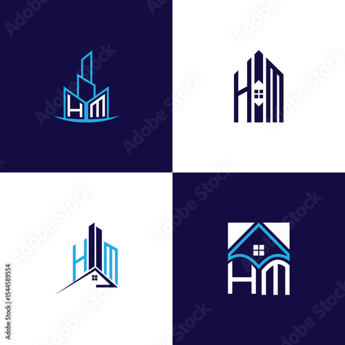 HM Real Estate Lettermark Logo Design Set – Modern Architecture and Building Concepts