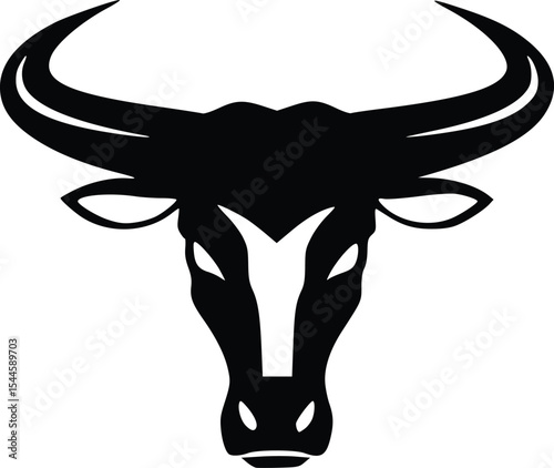 logo bull head buffalo cow abstract simple modern silhouette black logo icon design illustration isolated background