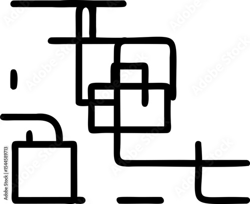 Black and White Abstract Geometric Line Art Design