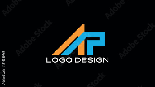 Professional AP PA monogram logo in bold orange and blue with clean angular geometric style on black background, ideal for business branding, architecture firms, or creative agencies