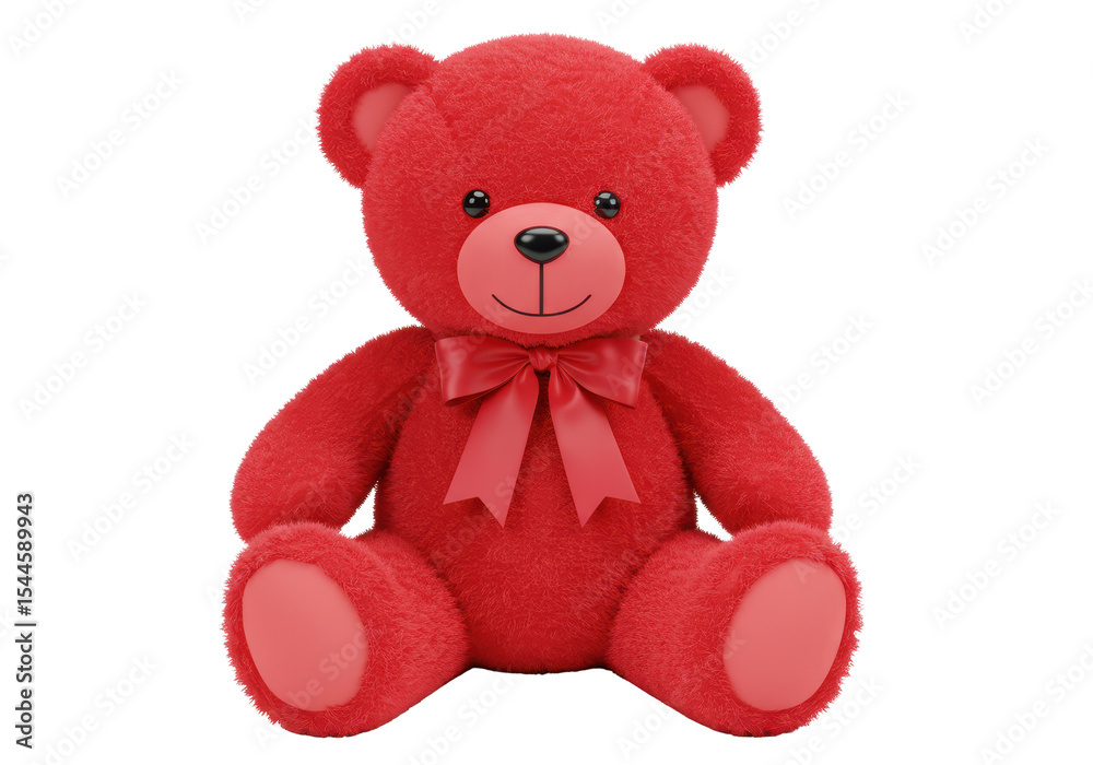 Obraz premium Isolated Soft Red Teddy Bear with Bow