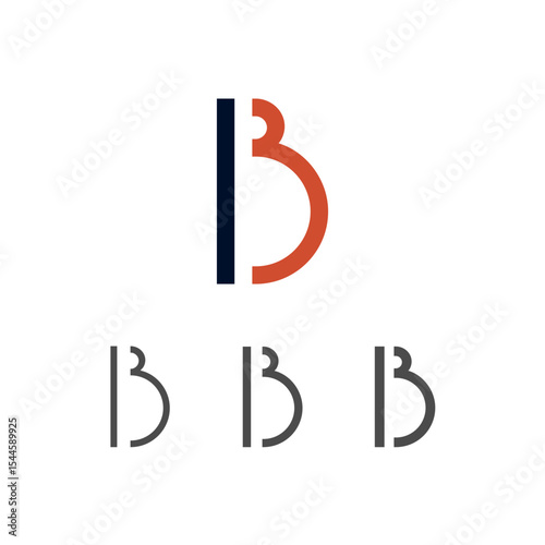 Art modern uppercase letter B made logo style, vector illustration 10 EPS