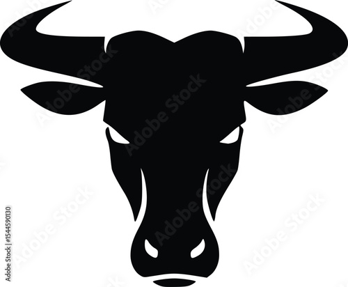 logo bull head buffalo cow abstract simple modern silhouette black logo icon design illustration isolated background