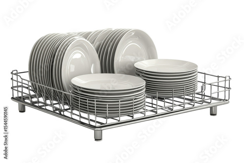 Gleaming pristine white dishes neatly stacked awaiting their next culinary adventure in a on transparent background