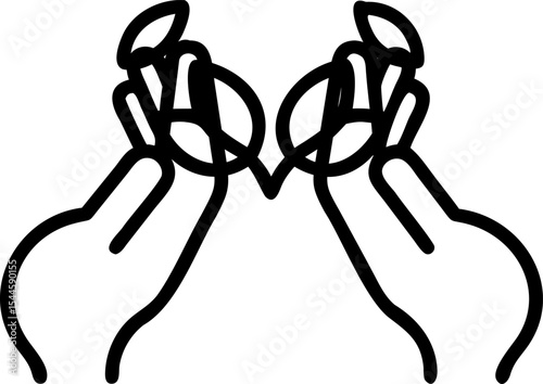 Two Hands Holding Small Round Objects Line Art Illustration