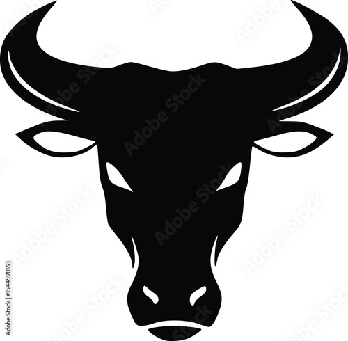 logo bull head buffalo cow abstract simple modern silhouette black logo icon design illustration isolated background