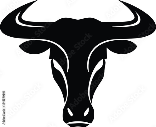 logo bull head buffalo cow abstract simple modern silhouette black logo icon design illustration isolated background