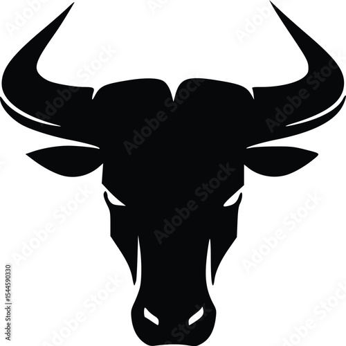 logo bull head buffalo cow abstract simple modern silhouette black logo icon design illustration isolated background