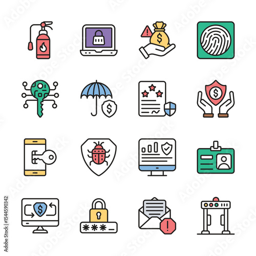 Here is a customizable pack of smart protection outline icons