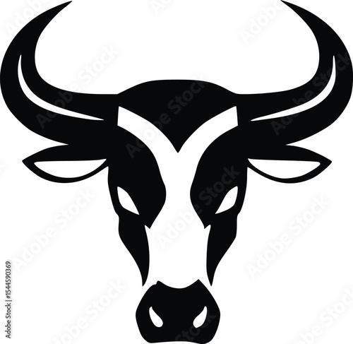 logo bull head buffalo cow abstract simple modern silhouette black logo icon design illustration isolated background