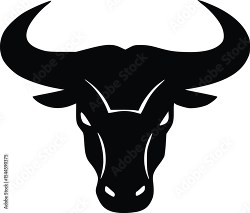logo bull head buffalo cow abstract simple modern silhouette black logo icon design illustration isolated background