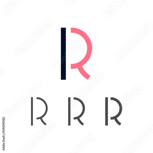 Art modern uppercase letter R made logo style, vector illustration 10 EPS