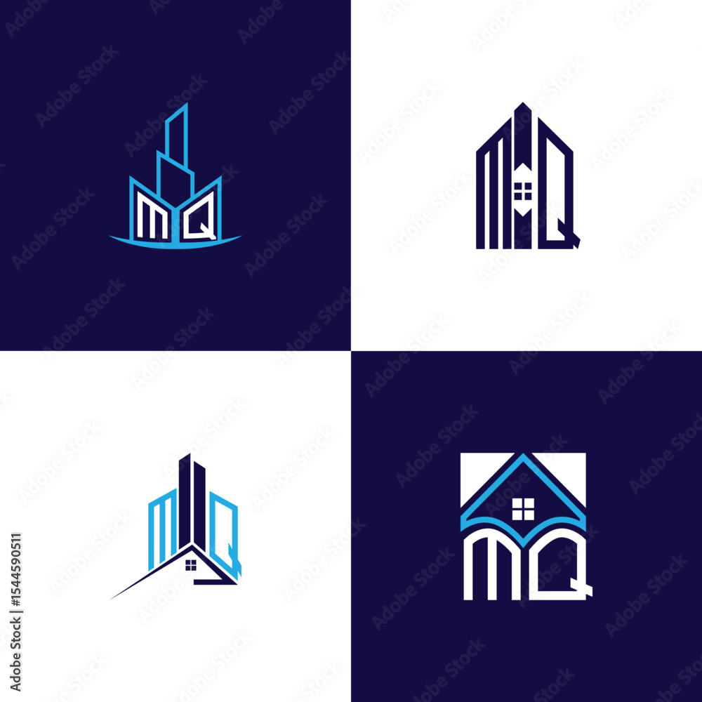 Fototapeta premium MQ Real Estate Lettermark Logo Design Set – Modern Architecture and Building Concepts
