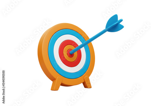 Isolated Dart Hitting Bullseye on Colorful Target for Accuracy