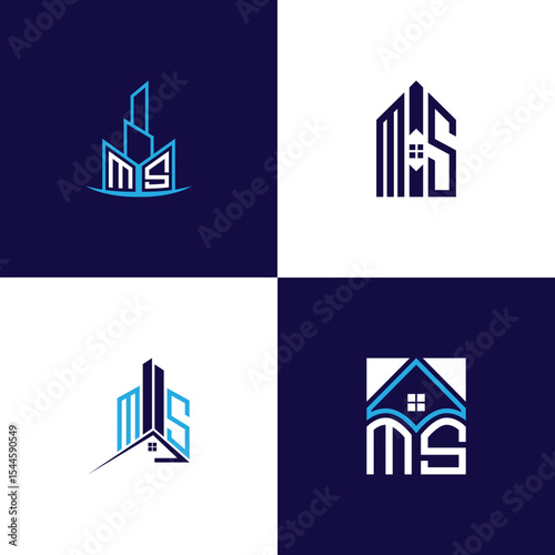 MS Real Estate Lettermark Logo Design Set – Modern Architecture and Building Concepts