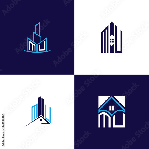 MU Real Estate Lettermark Logo Design Set – Modern Architecture and Building Concepts