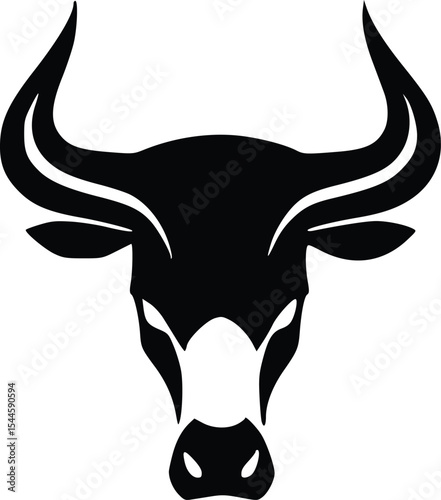 logo bull head buffalo cow abstract simple modern silhouette black logo icon design illustration isolated background
