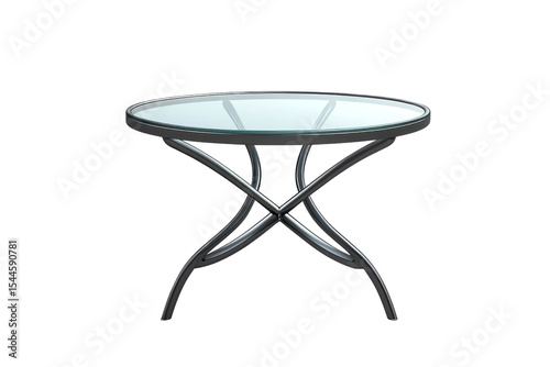 Elegant outdoor glass table where cherished conversations flow during sunny afternoons on a on transparent background
