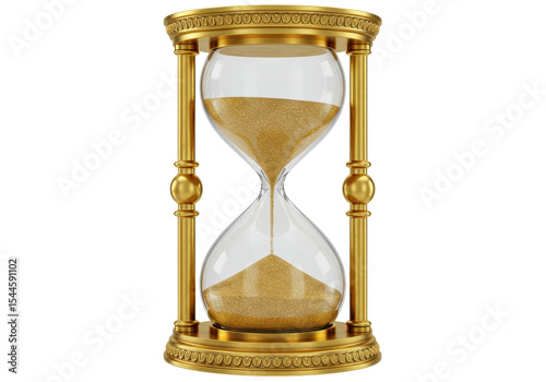 Tableau sur toile Isolated Golden Hourglass with Flowing Sand for Time