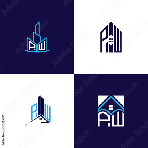 PW Real Estate Lettermark Logo Design Set – Modern Architecture and Building Concepts