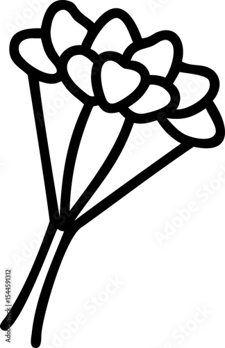 Black and White Simple Flower Bouquet Line Art Illustration