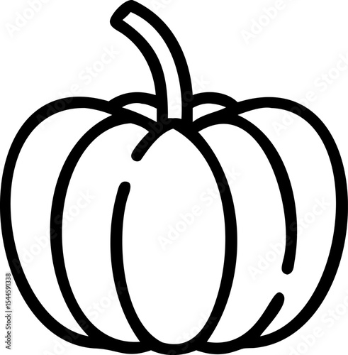 Black Line Art Drawing of a Pumpkin Vegetable black and white