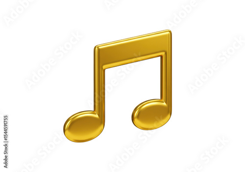 Isolated Golden Musical Note Symbol for Melody