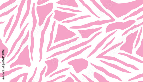 Modern pink seamless pattern of zebra skin and abstract shapes. Trends monochrome simple striped design template on white background