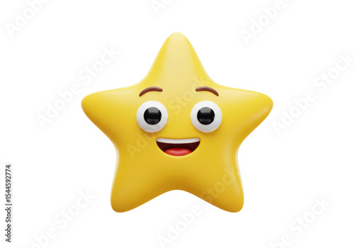 Isolated Cheerful Yellow Star Emoji with Smiling Face