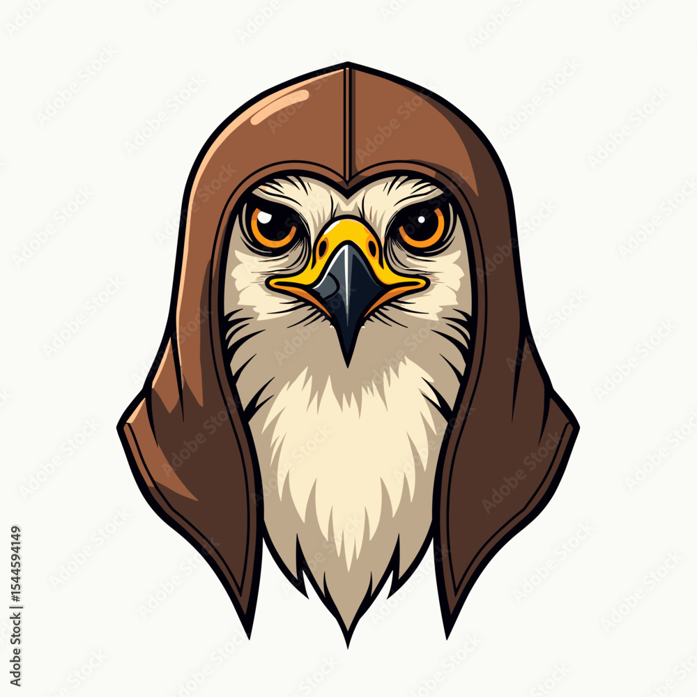 Obraz premium Majestic Eagle Portrait with Hooded Cloak: A Symbol of Strength and Mystery Illustration