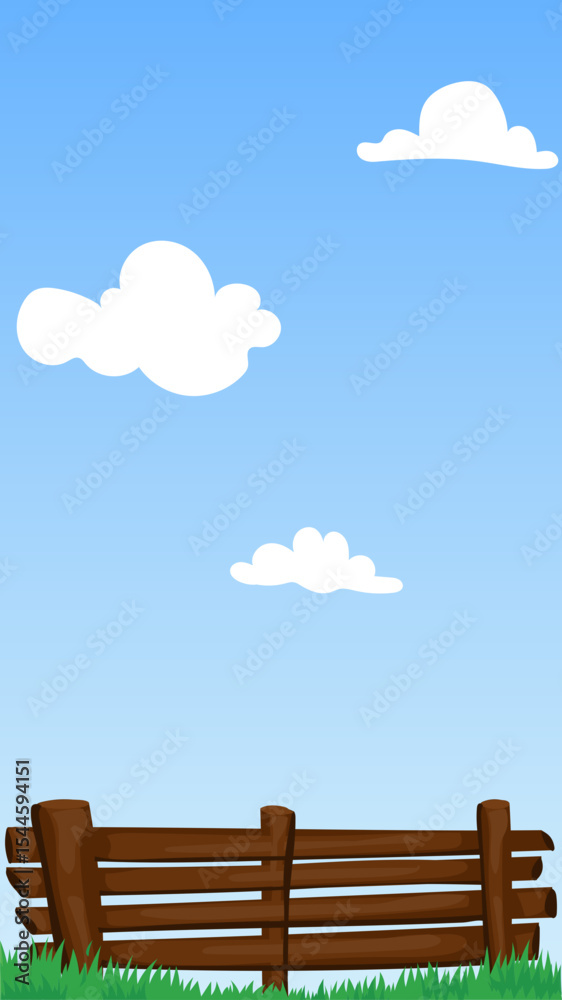 Fototapeta premium Dark Fence Sky Illustration – Vertical Cartoon Fence Background Vector