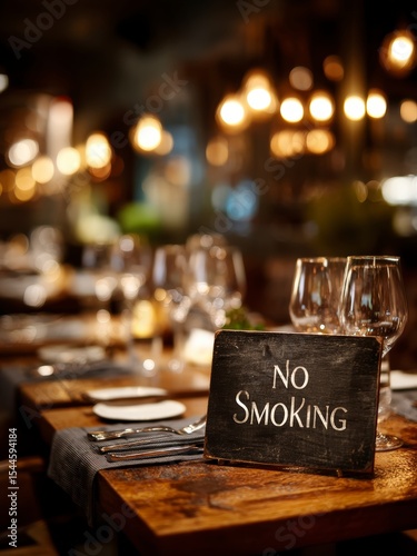 Candlelit Table with Smoking Prohibited Notice