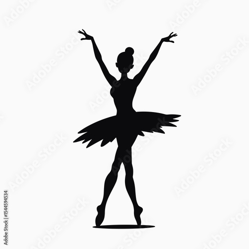 Elegant Silhouette of a Ballerina Dancing Gracefully in a Tutu, Expressing Art and Movement