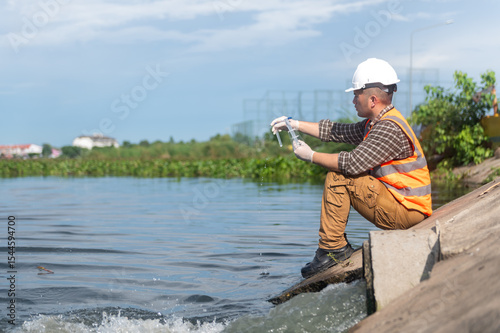 Water resources officers are checking for contaminants in a swamp