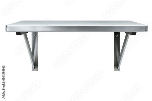 A sturdy fold down utility shelf ready to provide extra space in the garage or workshop on transparent background