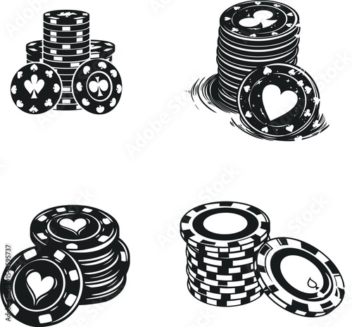 Casino chips vector illustration silhouette