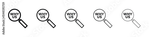 Why us icon filled flat sign concept for web design.