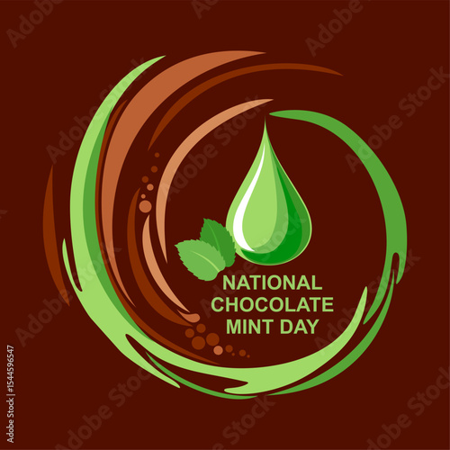 World Chocolate Mint Day. Graphic of chocolate mint day good for national chocolate mint day celebration. Suitable for greeting card, poster and banner. Flat design. Flyer design. Vector Illustration.