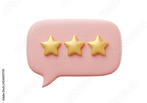 Isolated Pink Speech Bubble with Golden Stars