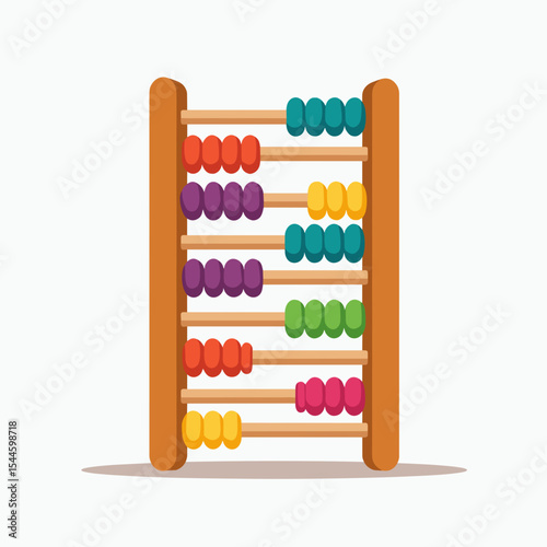 Colorful Abacus Illustration: A Classic Counting Tool for Mathematical Learning and Education