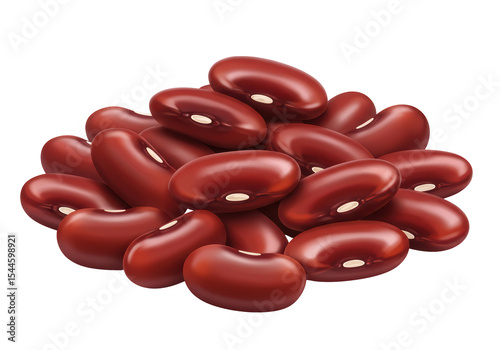 Isolated Pile of Red Kidney Beans with Smooth Texture
