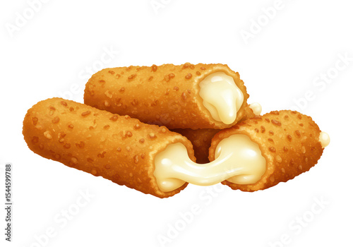 Isolated Fried Mozzarella Sticks with Melting Cheese