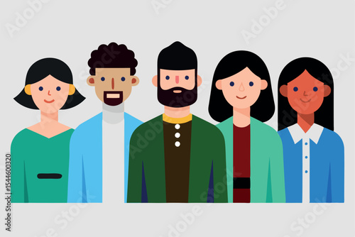 Modern Flat Design Community Illustration
