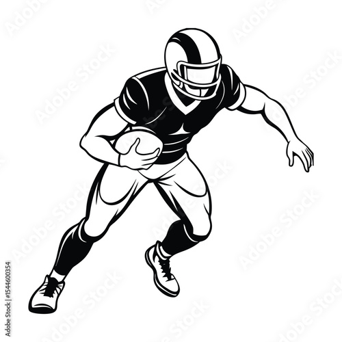 line art illustration of an American football player 