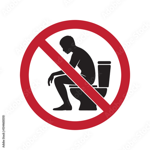 Humorous Signage A Symbolic Representation of Prohibition on Time Wasting in the Toilet or Restroom Area a Visual Reminder