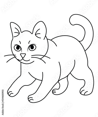 Black and White Line Art Cat