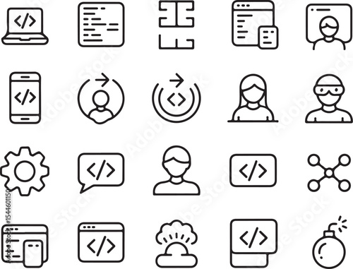 Web Development Icons Coding, Programming, and Software Development Symbols