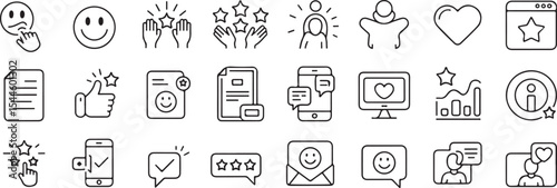 Collection of Customer Feedback and Review Icons Ratings, Testimonials, and Satisfaction Symbols